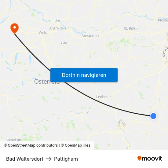 Bad Waltersdorf to Pattigham map
