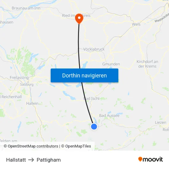 Hallstatt to Pattigham map