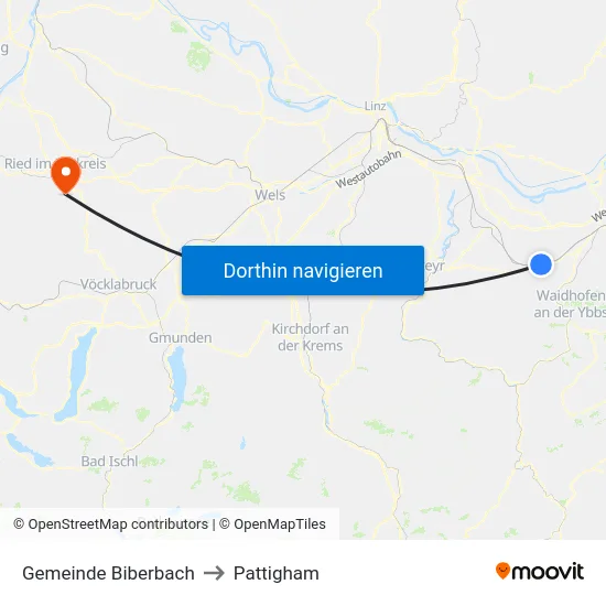 Gemeinde Biberbach to Pattigham map