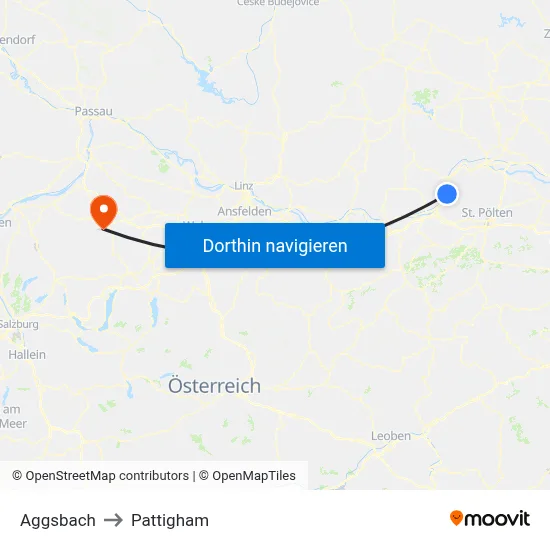 Aggsbach to Pattigham map