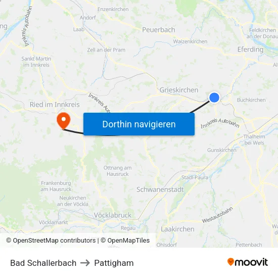 Bad Schallerbach to Pattigham map