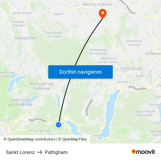 Sankt Lorenz to Pattigham map