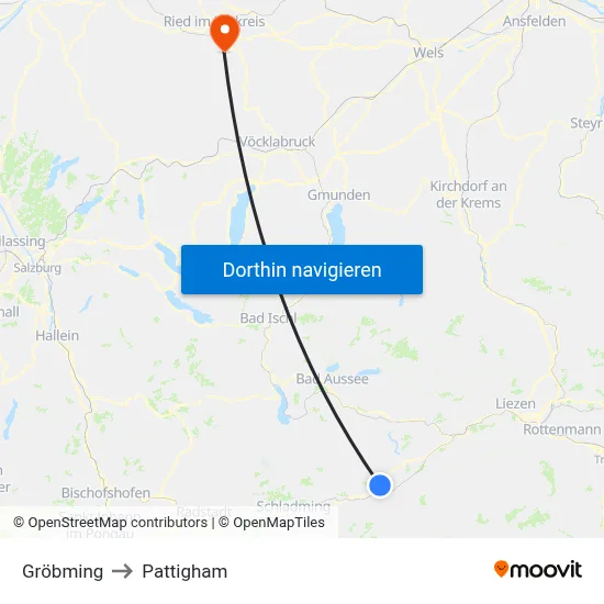 Gröbming to Pattigham map
