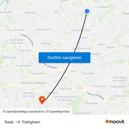 Raab to Pattigham map