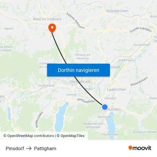 Pinsdorf to Pattigham map