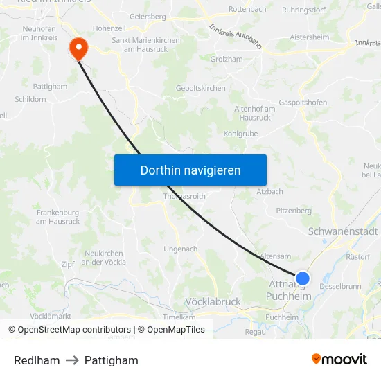 Redlham to Pattigham map