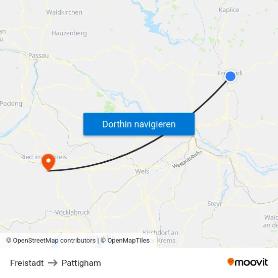 Freistadt to Pattigham map