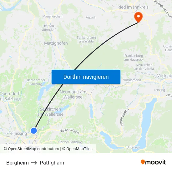Bergheim to Pattigham map