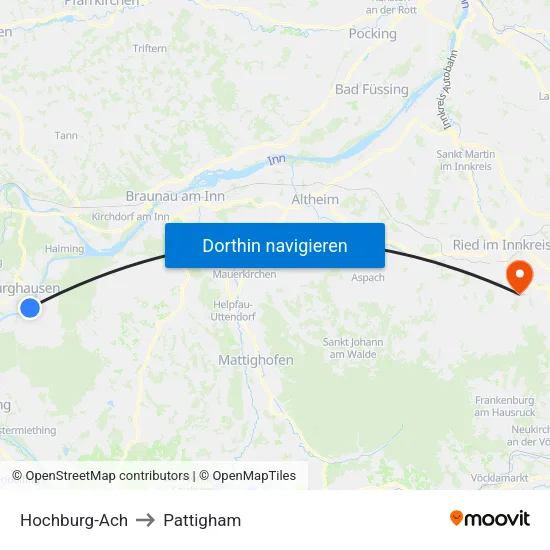 Hochburg-Ach to Pattigham map