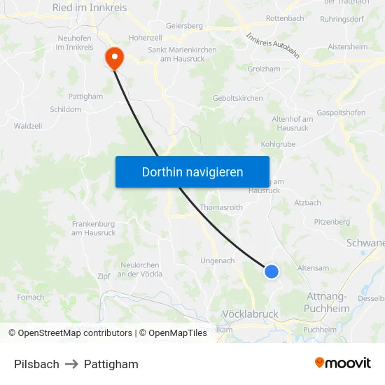 Pilsbach to Pattigham map