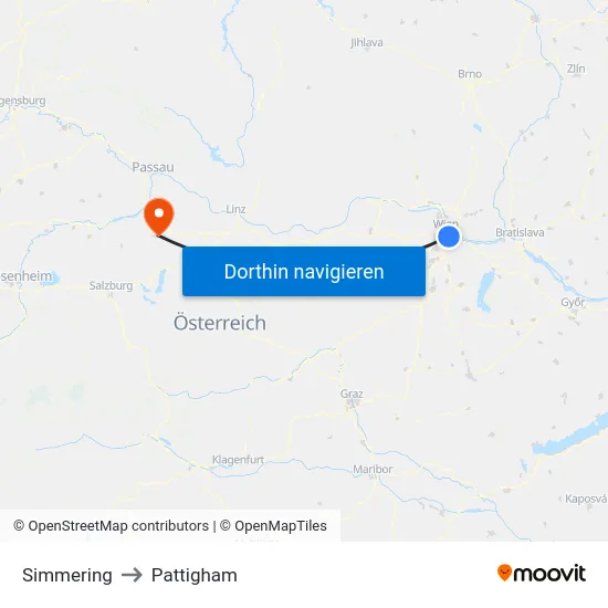 Simmering to Pattigham map