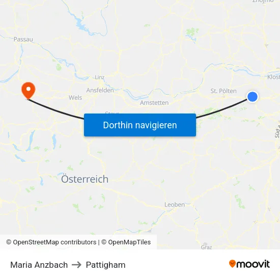 Maria Anzbach to Pattigham map