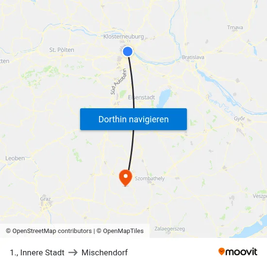 1., Innere Stadt to Mischendorf map
