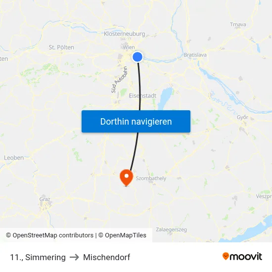 11., Simmering to Mischendorf map