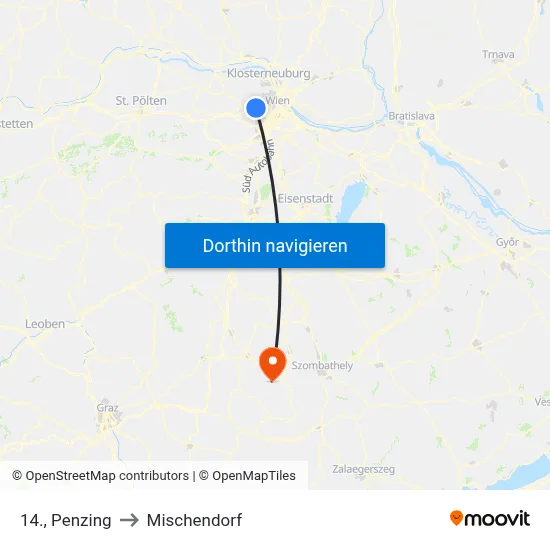 14., Penzing to Mischendorf map