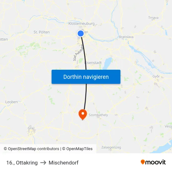 16., Ottakring to Mischendorf map