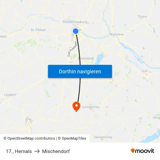 17., Hernals to Mischendorf map