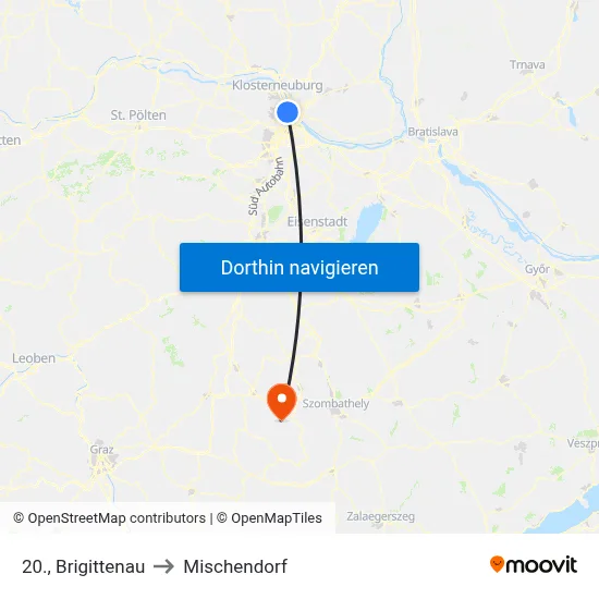 20., Brigittenau to Mischendorf map