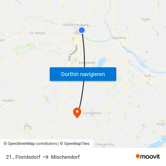21., Floridsdorf to Mischendorf map