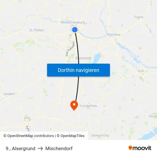 9., Alsergrund to Mischendorf map