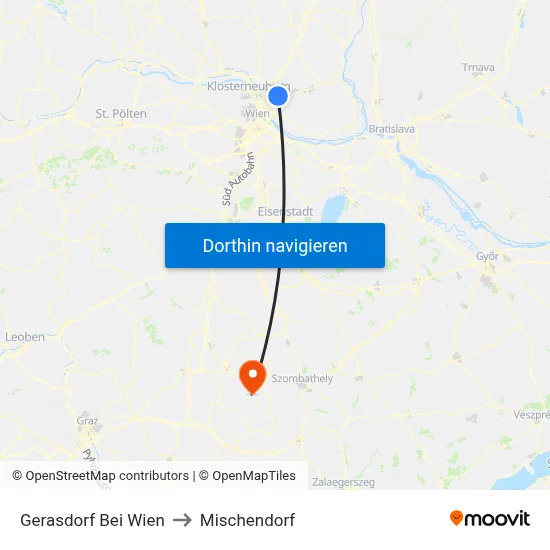 Gerasdorf Bei Wien to Mischendorf map