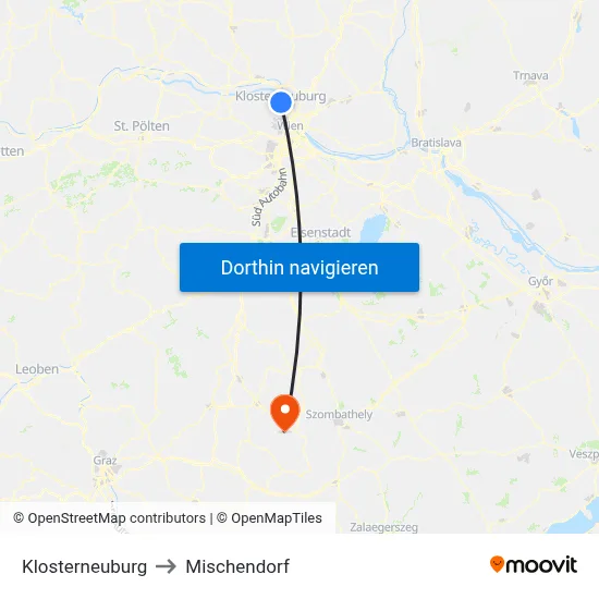 Klosterneuburg to Mischendorf map
