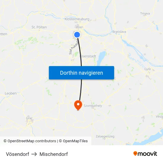 Vösendorf to Mischendorf map