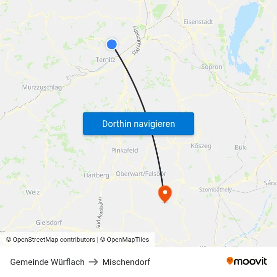 Gemeinde Würflach to Mischendorf map