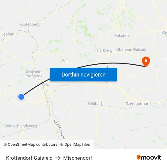 Krottendorf-Gaisfeld to Mischendorf map