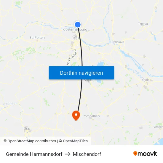 Gemeinde Harmannsdorf to Mischendorf map