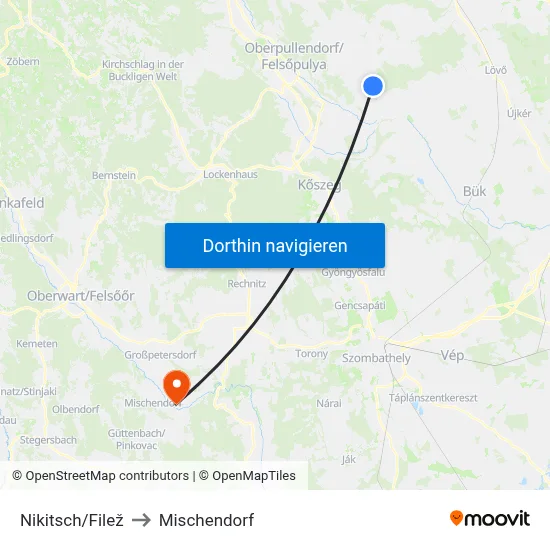 Nikitsch/Filež to Mischendorf map