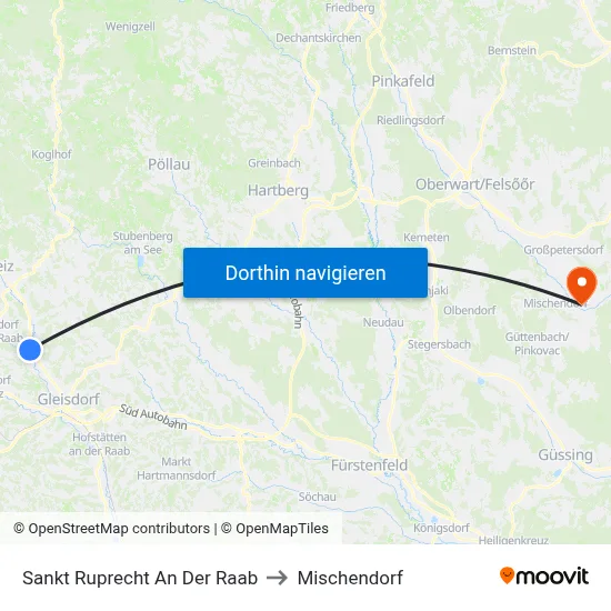 Sankt Ruprecht An Der Raab to Mischendorf map