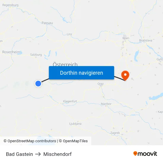 Bad Gastein to Mischendorf map