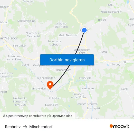 Rechnitz to Mischendorf map