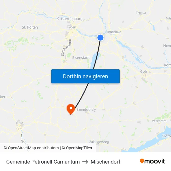 Gemeinde Petronell-Carnuntum to Mischendorf map