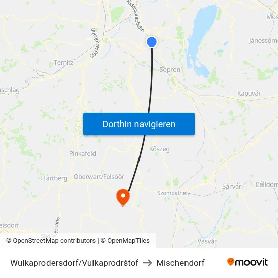Wulkaprodersdorf/Vulkaprodrštof to Mischendorf map