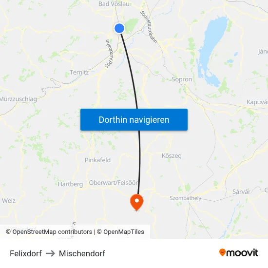 Felixdorf to Mischendorf map