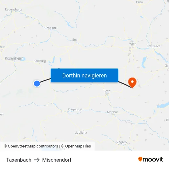 Taxenbach to Mischendorf map