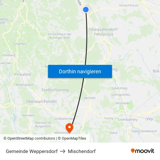 Gemeinde Weppersdorf to Mischendorf map