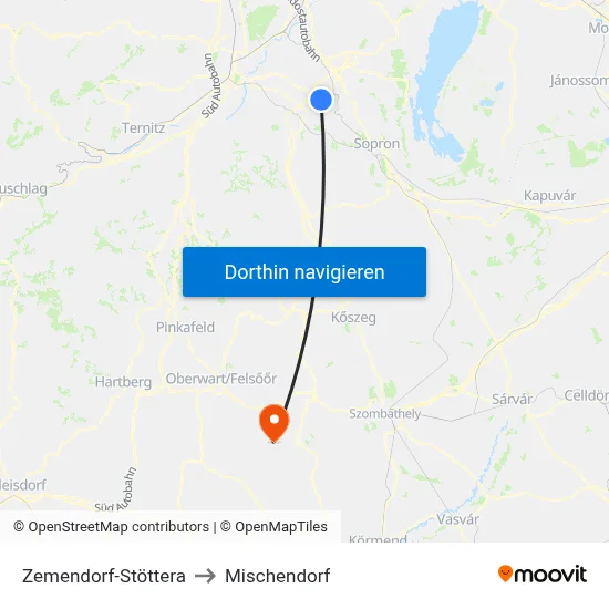 Zemendorf-Stöttera to Mischendorf map