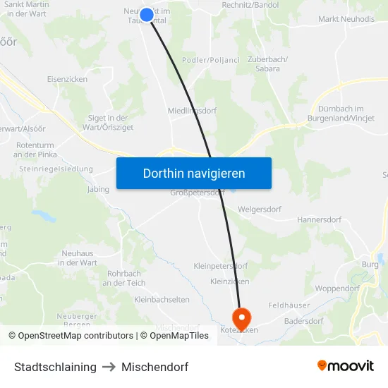 Stadtschlaining to Mischendorf map