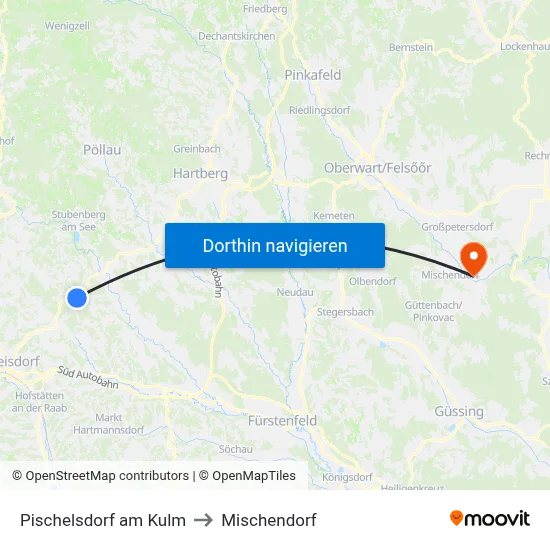 Pischelsdorf am Kulm to Mischendorf map