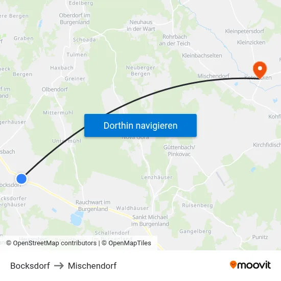 Bocksdorf to Mischendorf map