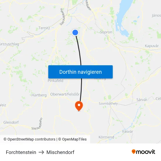 Forchtenstein to Mischendorf map