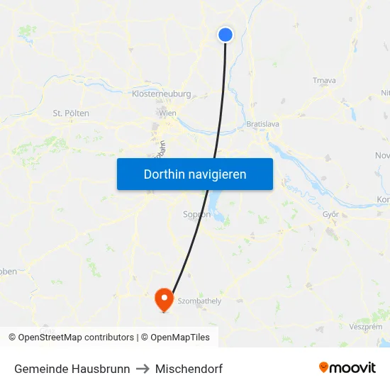 Gemeinde Hausbrunn to Mischendorf map