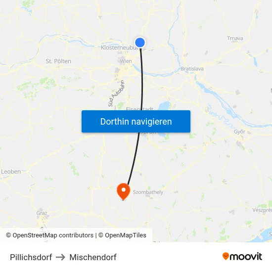 Pillichsdorf to Mischendorf map