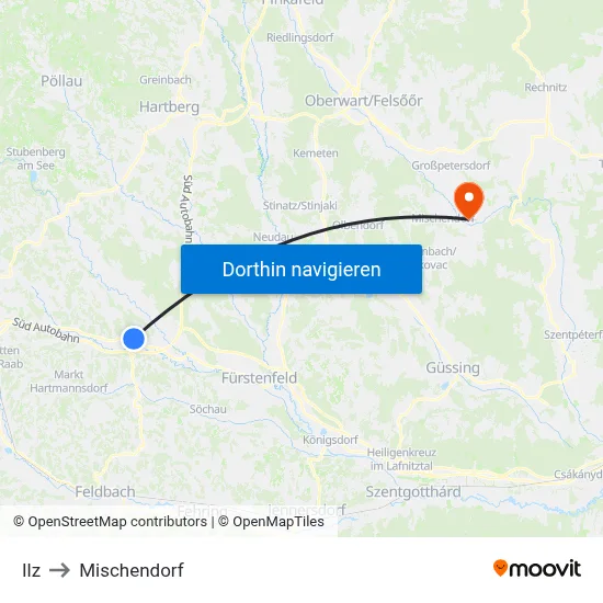 Ilz to Mischendorf map