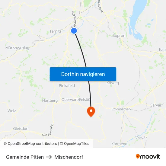 Gemeinde Pitten to Mischendorf map