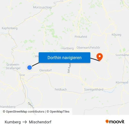 Kumberg to Mischendorf map