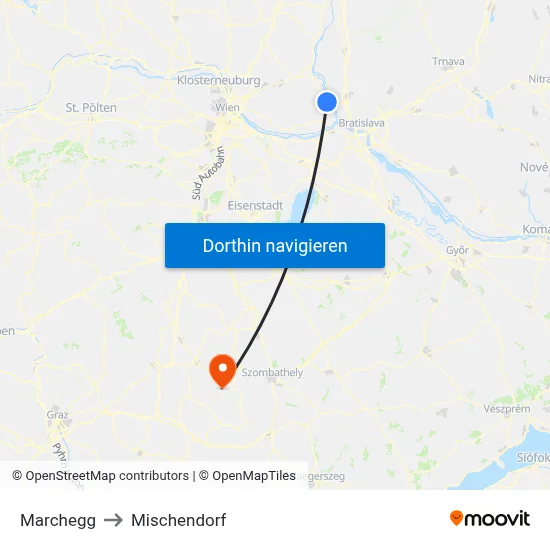 Marchegg to Mischendorf map